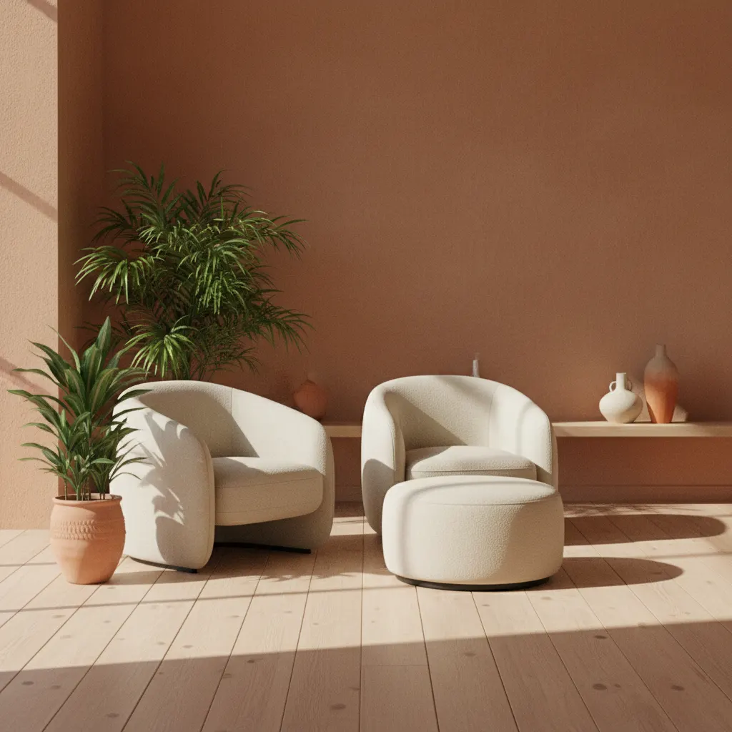 Rustige werkruimte met notitieboek, plant en een glas water op een lichte houten tafel