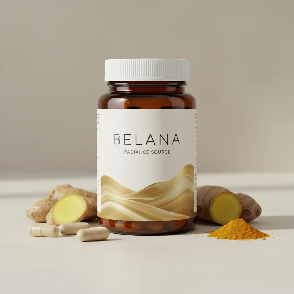 Belana Radiance Source amber glazen pot met zwart deksel en designersetiket